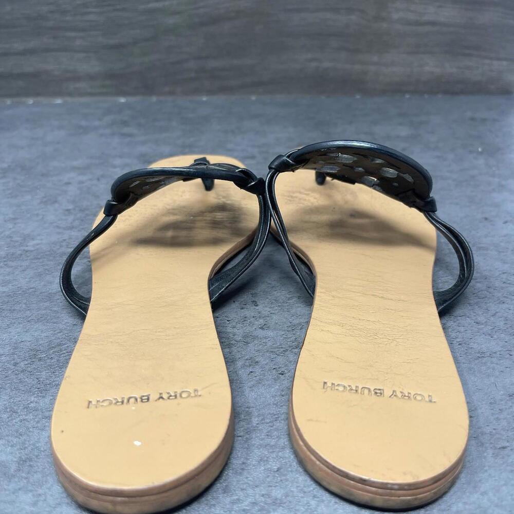 Tory Burch Sandals Womens Size 8 Miller Thong Black Brown Leather - Picture 5 of 7